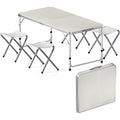 wiltec campingmoebel set 5tlg campingtisch mit stuehlen hoehenverstellbarer tisch plus 4 campingstuehle aluminium sitzgarnitur campingtisch klappbar klapptisch camping garnitur faltbar