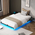 bettgestell lichtemittierende diode-beleuchtung usb-ladestation schnittstelle type-c schwebendes design metallrahmen stoffbezug in ohne matratze 90x200cm
