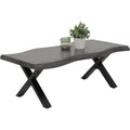 hela tische baumkantentisch couchtisch gerd x-gestell metall schwarz wabenplatte melaminbeschichtet dekor akazie grau 110x60cm