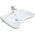 barrierefreies waschbecken 60 cm weiss wandmontage rollstuhlgerecht unterfahrbar mit hahnloch und ueberlauf sanitaerkeramik masse 205 x 605 x 50 cm fuer altersgerechtes bad