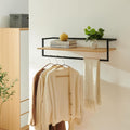 encasa wandgarderobe evje 80 x 30 x 20 cm eicheoptikschwarz wandgarderobe mit ablage wandregal mit kleiderstange haengeregal hutablage fuer eingang flur