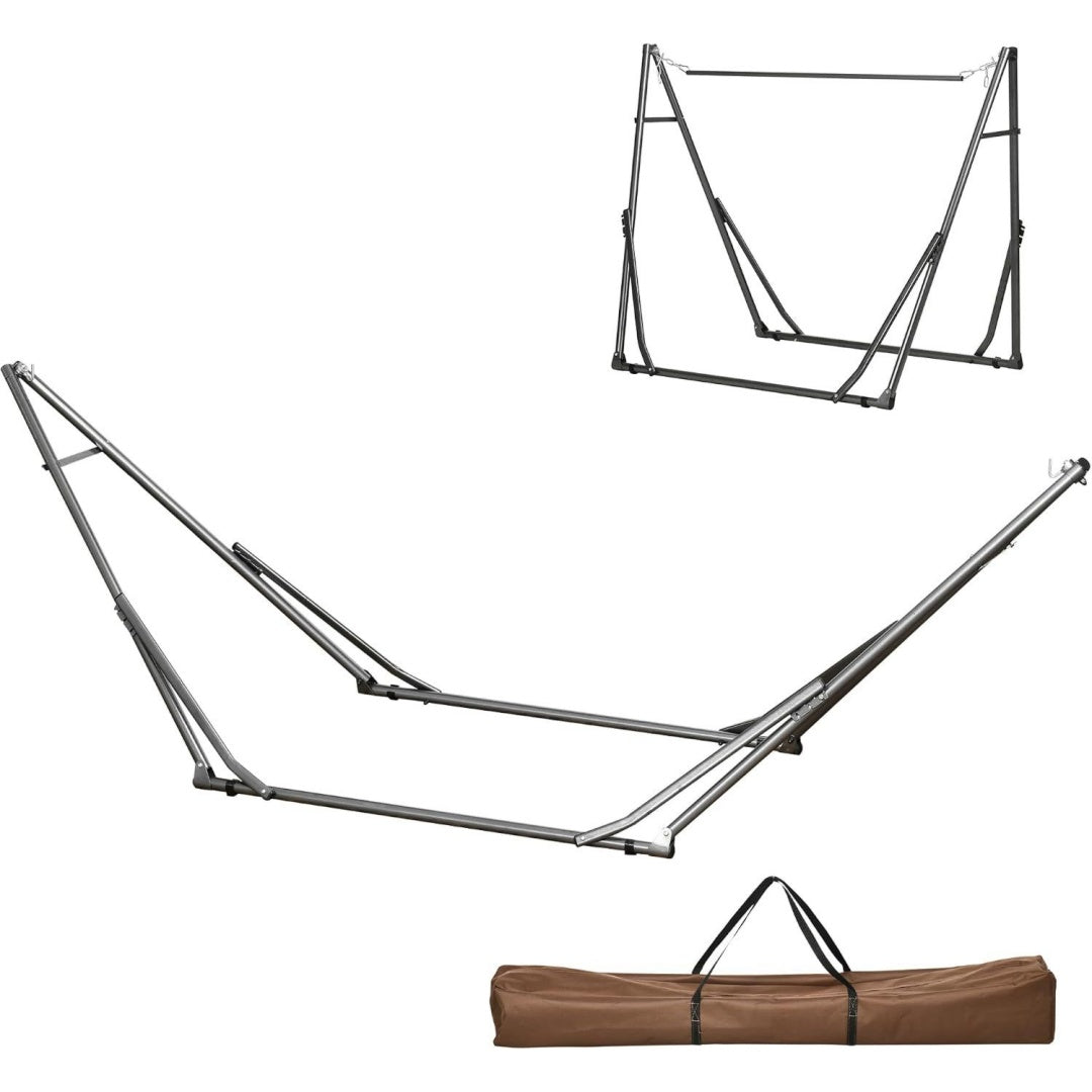 outsunny haengemattengestell fuer haengematte faltbar 2-in-1 290 x 92 x 88cm haengemattenstaender kleiderstaender bis 120 kg belastbar stahl terrasse garten hof