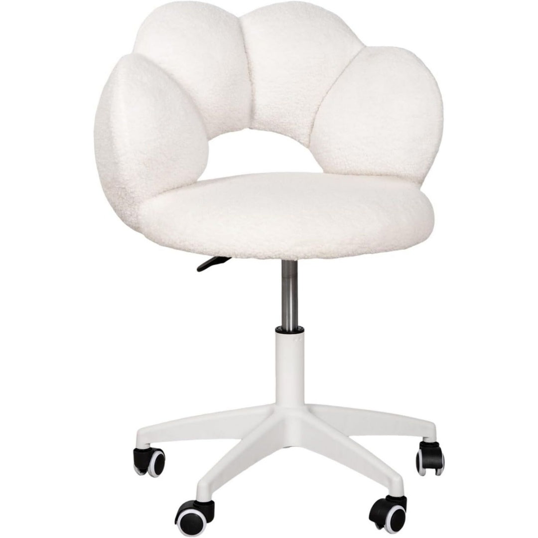 eggree 360 drehbarer teddy-schminkstuhl 9 cm dickes sitzkissen cremeweiss mit rollen wolken-design hoehenverstellbar um 9 cm fuer schlafzimmer home office belastbar bis 150 kg