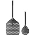 ga homefavor pizzaschieber perforierter 14 zoll pizzaschaufel aus hart eloxiertes aluminium pizzaschaufel 8 inch pizzawendeheber pizza schaufel mit silikongriff