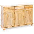 inter link landhausstil kommode sideboard sideboard buffet landhausstil beistellschrank - kiefer massiv 3 tueren 3 schubladen natur lackiert - abaco naturbelassen