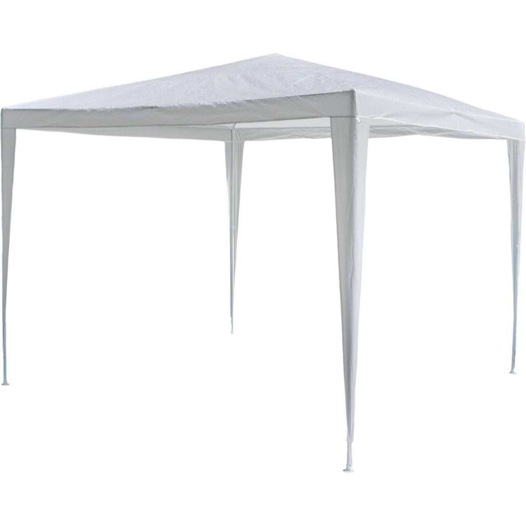 sonlex garten-pavillon 3 x 3 m wasserdicht inklusive heringe abspannseile eckverbinder material pe-plane 110 gm metallgestaenge lackiert stecksystem montage ohne werkzeug weiss