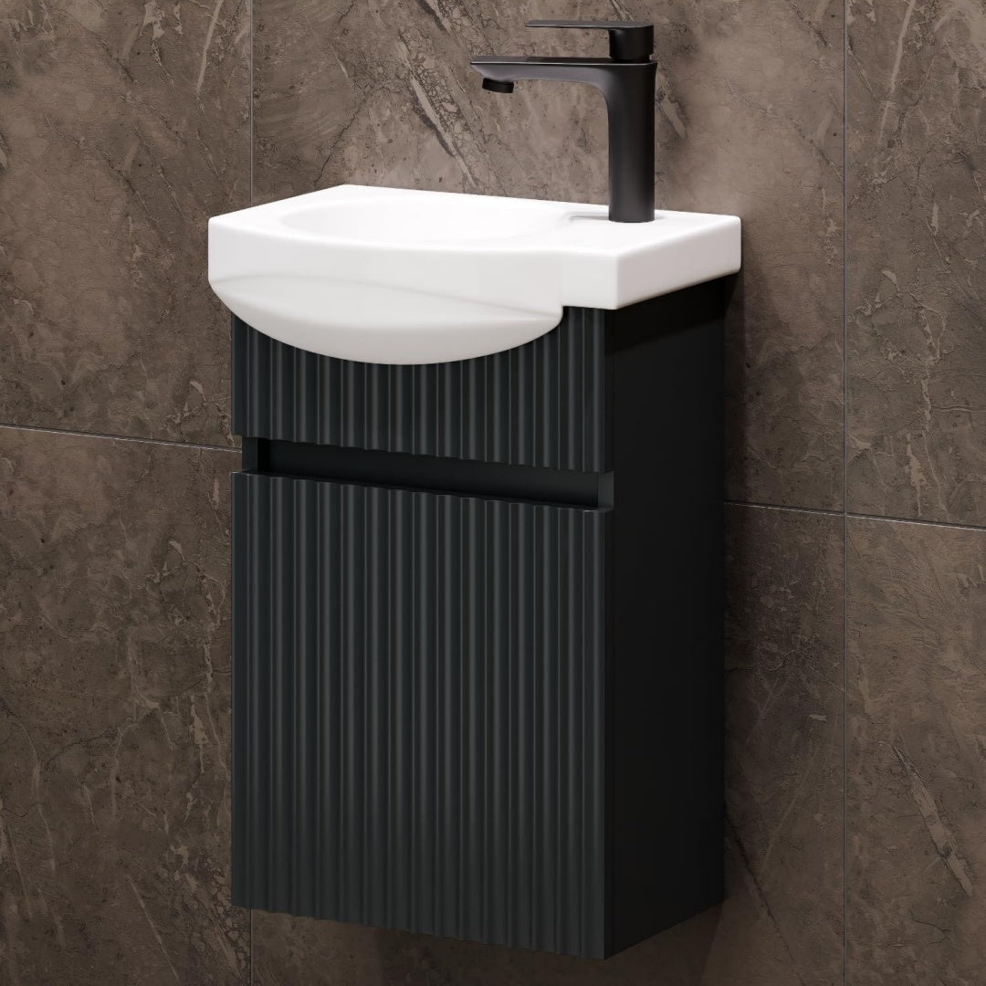 planetmoebel waschbecken mit unterschrank 40 cm keramikwaschbecken gaeste toilette waschtischunterschrank haengend anthrazit matt
