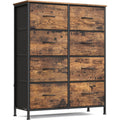 kommode mit 8 schubladen aufbewahrungsschrank modern schrank stahl fuer schlafzimmer flur wohnzimmer tintenschwarz-rustikales braun bellah kollektion lgs124bh04